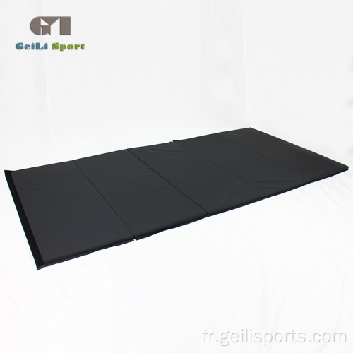 Tapis de gymnastique noir pliable en mousse épaisse